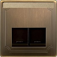 Лицевая панель Schneider Electric Merten Antique для 2-м. розетки RJ45+RJ45 античная латунь